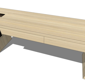 实木办公桌sketchup模型下载